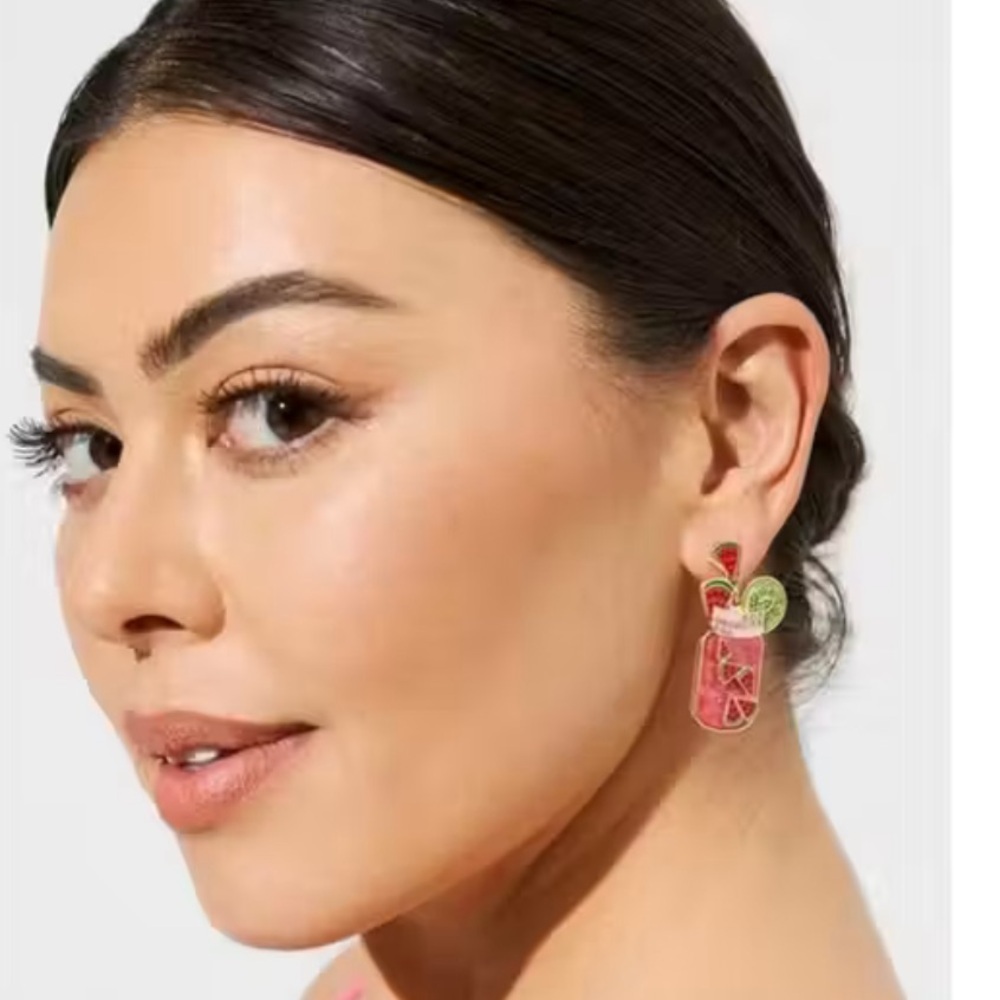 Watermelon Splash Pierced Earrings. P